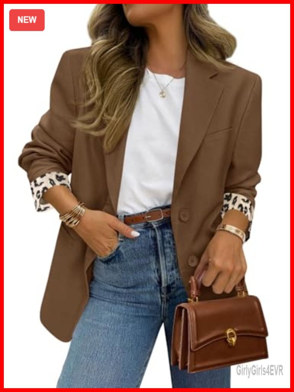 Womens Open Front Leopard Blazer Suit Jacket Lightweight Business Casual
